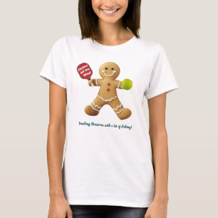 Custom text Pickleball Gingerbread Cheer T-Shirt