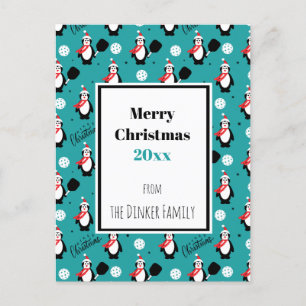 🐧 Custom text 🐧 Pickleball Merry Christmas 🎁  Postcard