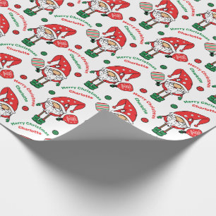 Custom text Pickleball Merry Christmas Wrapping Wrapping Paper