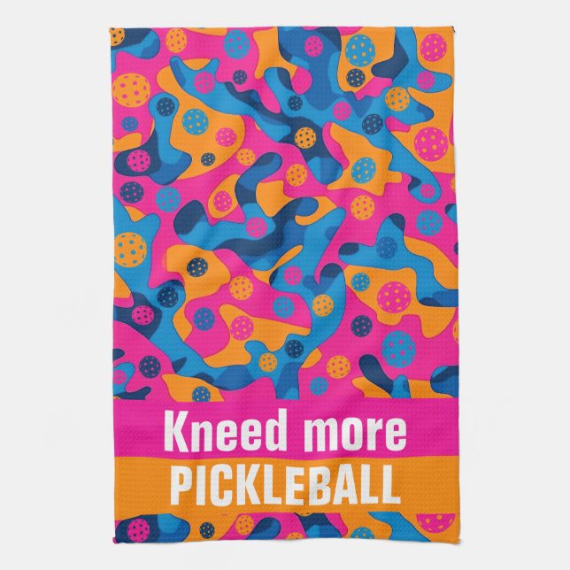 Custom text Pickleball Party Camo Tea Towel (Vertical)