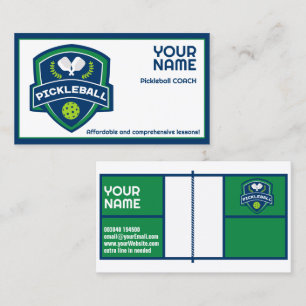 Custom text Pickleball white and green Business Card