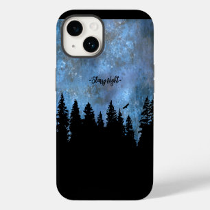Custom Text Pine Forest Night iPhone 14 Case