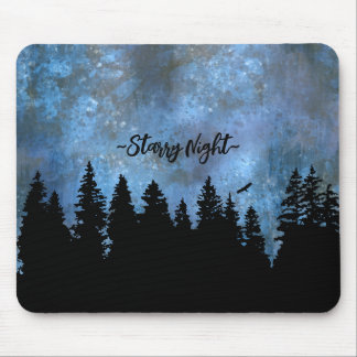 Custom Text Pine Forest Night Mouse Mat
