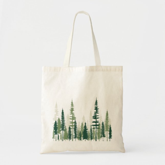 Custom Text Pine Forest  Tote Bag (Front)