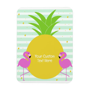 Custom Text Pineapple Flamingos Magnet