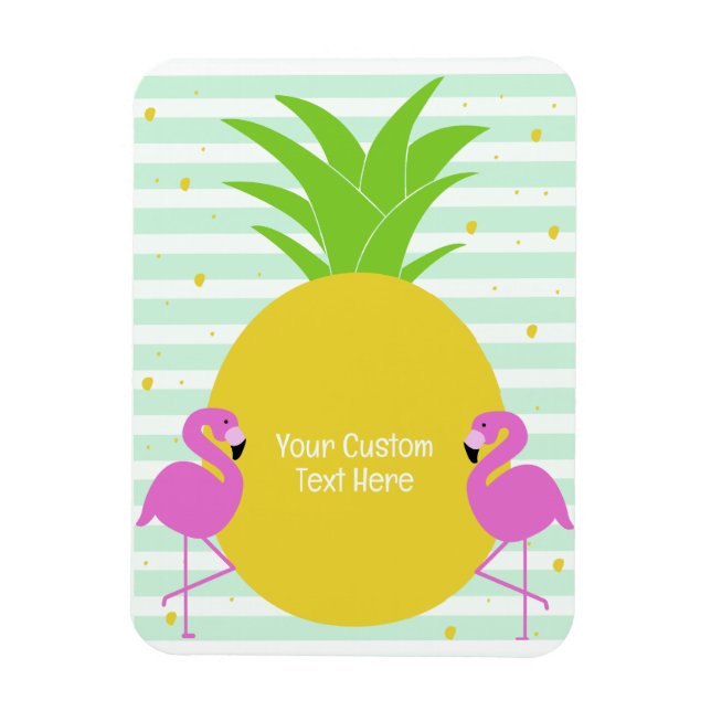 Custom Text Pineapple Flamingos Magnet (Vertical)