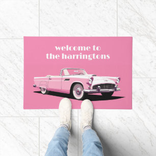 Custom Text Pink Classic Car Doormat
