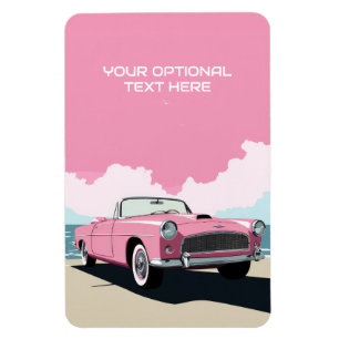 Custom Text Pink Classic Car Magnet