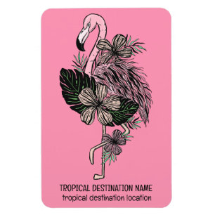 Custom Text Pink Flamingo Magnet