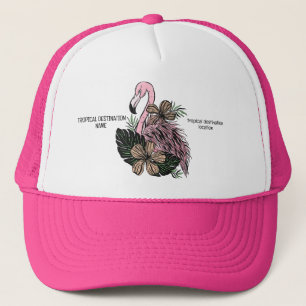 Custom Text Pink Flamingo Trucker Hat