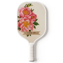 Custom Text Pink Floral Bouquet Kraft Ribbon