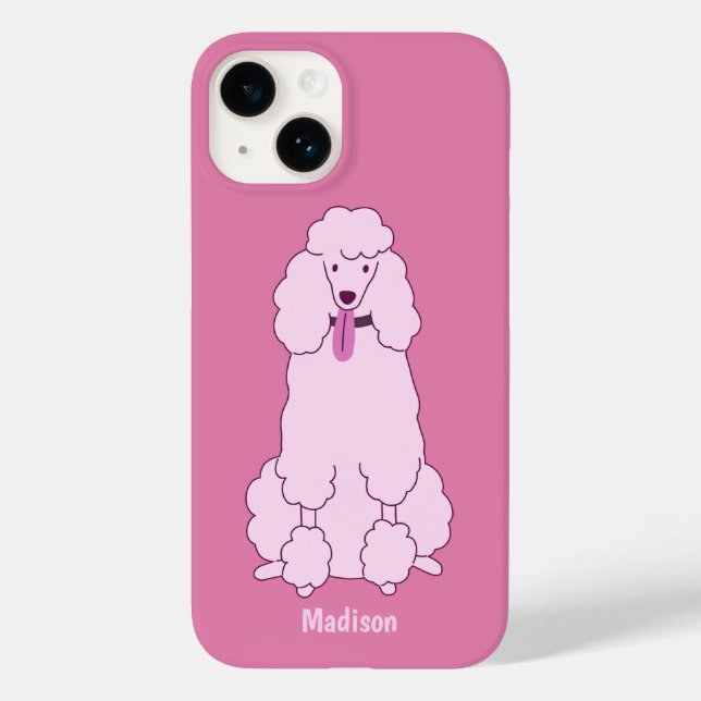 Custom Text Pink Poodle Case-Mate iPhone Case (Back)