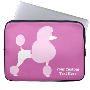 Custom Text Pink Poodle Laptop Sleeve