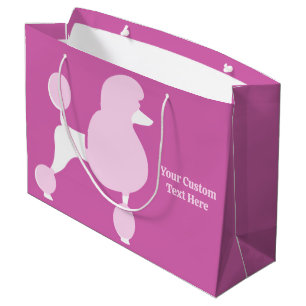 Custom Text Pink Poodle Large Gift Bag
