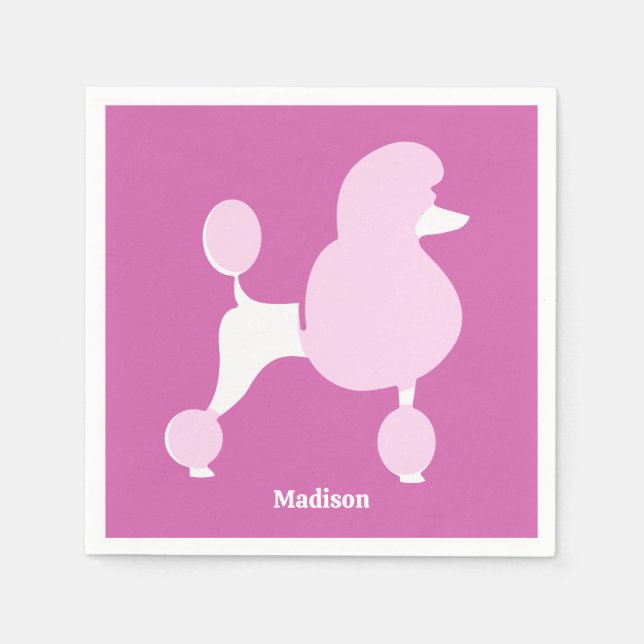 Custom Text Pink Poodle Napkin (Front)