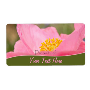 Custom Text Pink Poppy Green Border Book