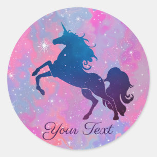 Custom Text Pink/Purple Galaxy Unicorn Sticker