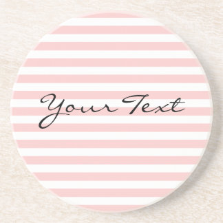 Custom Text Pink Stripe Coasters