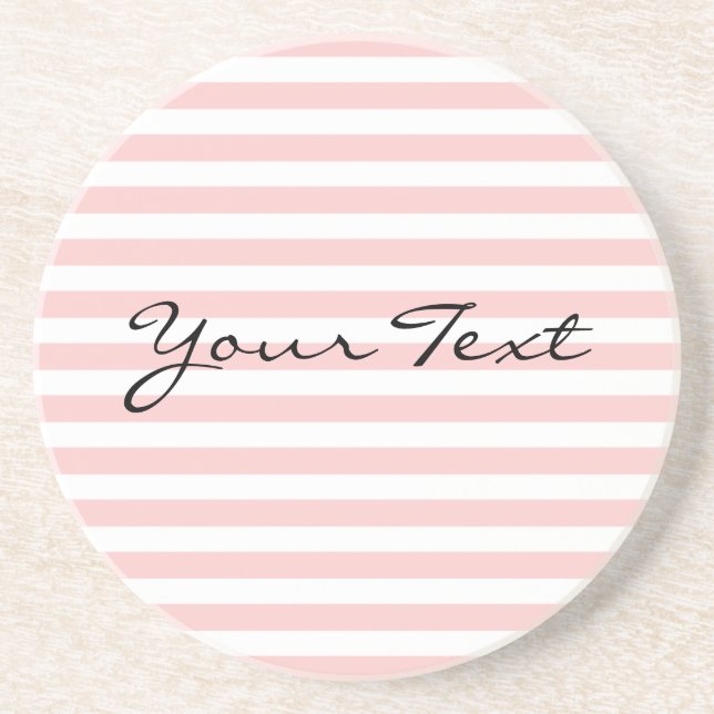 Custom Text Pink Stripe Coasters (Front)