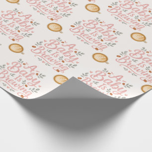 Custom Text Pink Watercolor Elephant Baby Shower Wrapping Paper