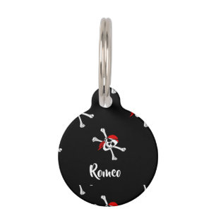 Custom text pirates pattern pet tag