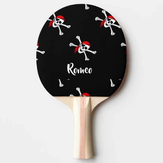 Custom text pirates pattern ping pong paddle (Front)