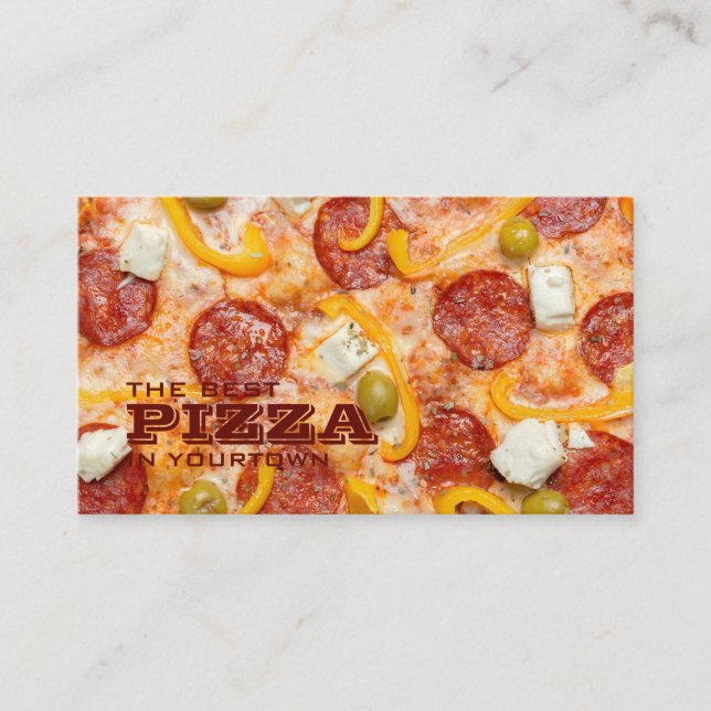Custom text PIZZA business cards (Front)