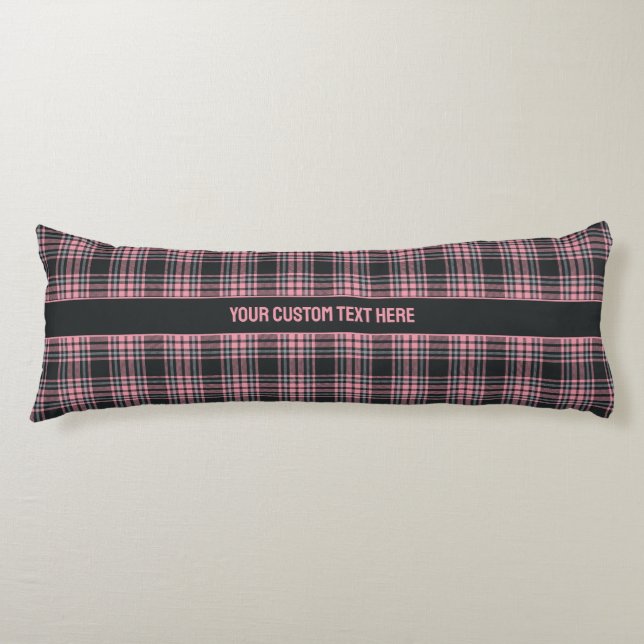 Custom Text Plaid / Tartan Pattern Body Cushion (Front)