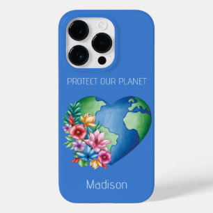 Custom Text Planet Earth Heart Case-Mate iPhone 14 Pro Case