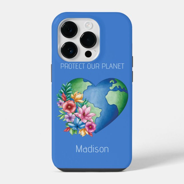 Custom Text Planet Earth Heart iPhone Case (Back)