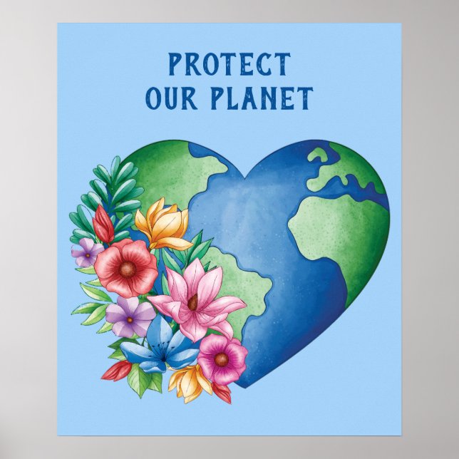Custom Text Planet Earth Heart Poster (Front)