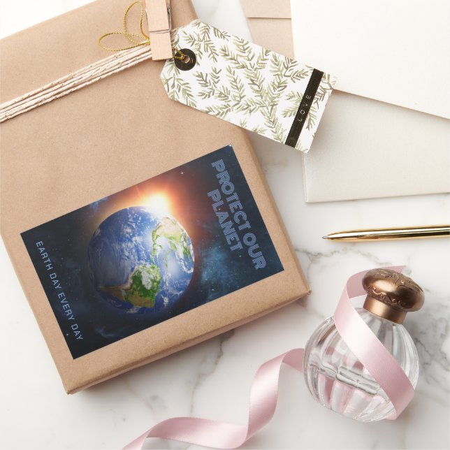 Custom Text Planet Earth Rectangular Sticker (Gifting)
