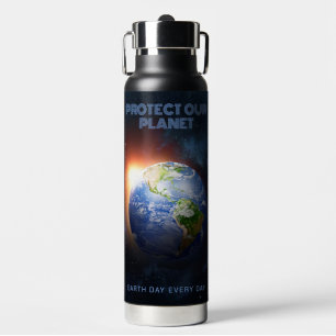 Custom Text Planet Earth Water Bottle