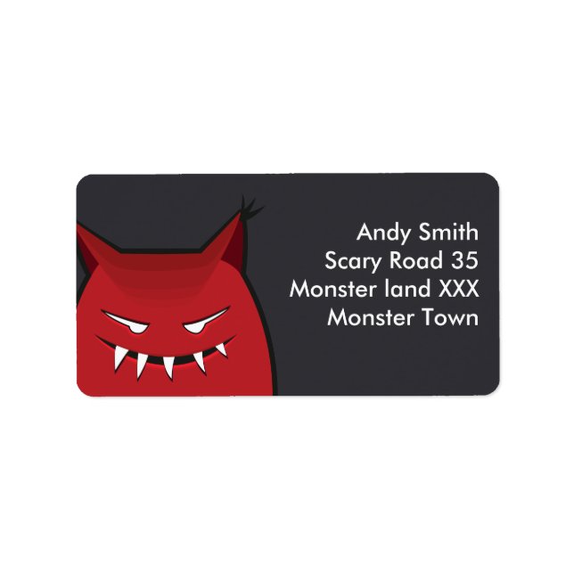 Custom Text Pointy Ears Red Evil Monster Label (Front)