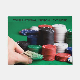 Custom text Poker Player door mat