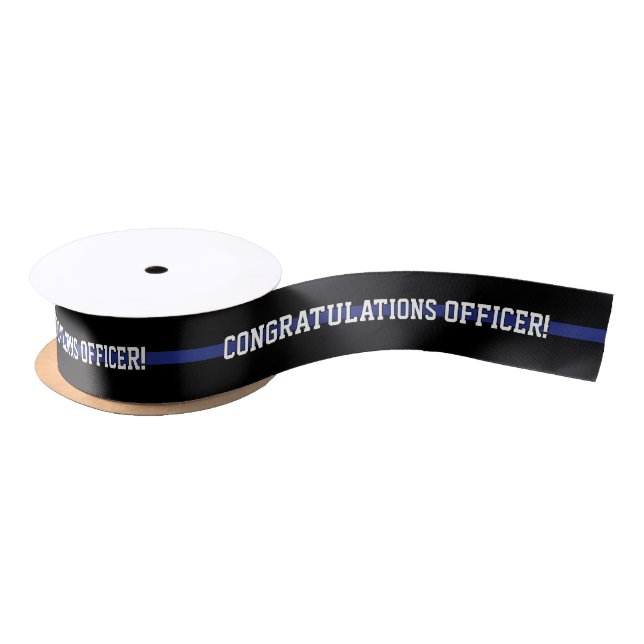 Custom Text Police Officer Thin Blue Line  Satin Ribbon (Spool)