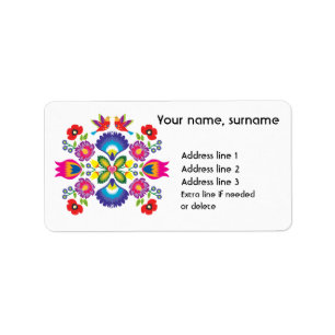 Custom text Polish folklore Wycinanki Label