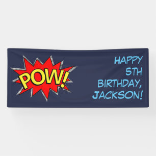 Custom Text "POW" Superhero Comic Book Template Banner