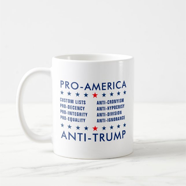 Custom Text Pro-America Anti-Trump Non-Partisan Coffee Mug (Left)
