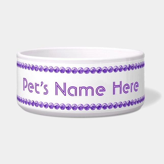 Custom Text Purple Bead Blingy Ceramic Dishes (Front)
