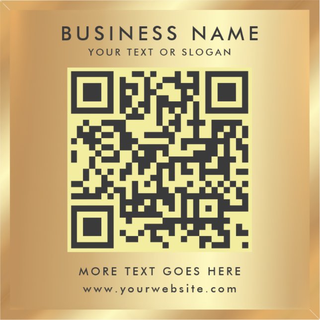 Custom Text QR Code Logo Template Gold Glamourous (Front)