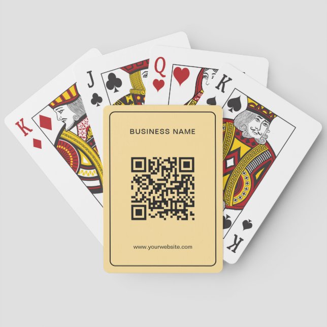Custom Text QR Code Upload Business Logo Gold Playing Cards (Back)