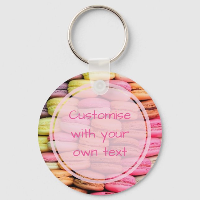 Custom Text Quirky Macaroons Key Ring (Front)