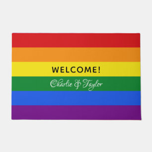 Custom text Rainbow Flag door mats