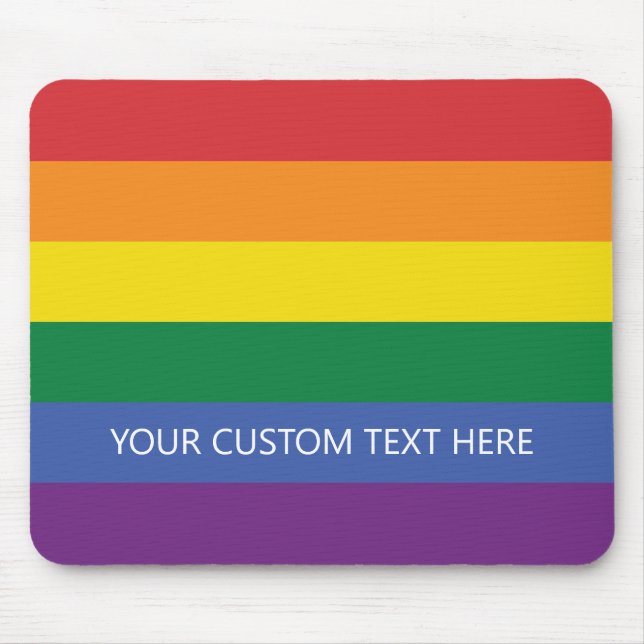 Custom Text Rainbow Flag Mouse Mat (Front)