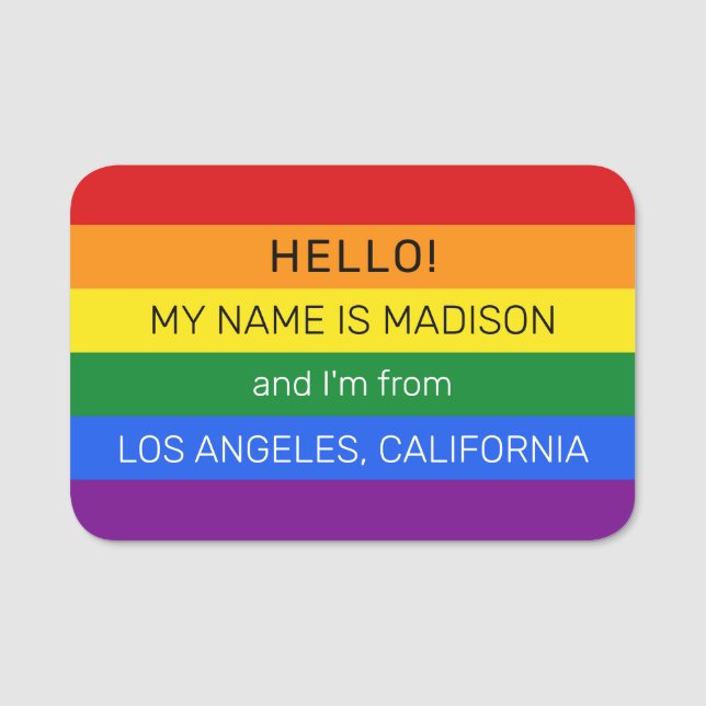 Custom text Rainbow Flag Name Tag (Front)