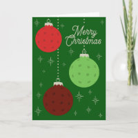 Custom Text Red and Green Pickleball Ornaments
