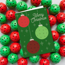 Custom Text Red and Green Pickleball Ornaments