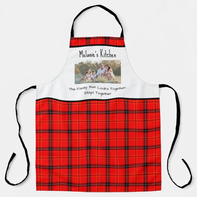 Custom Text Red Buffalo Plaid Apron (Front)