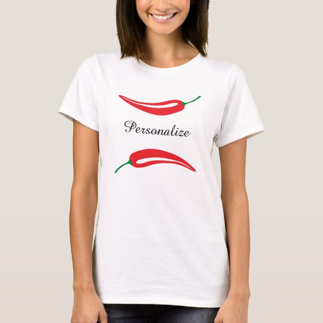 Custom text red hot chilli pepper t shirts (Front)